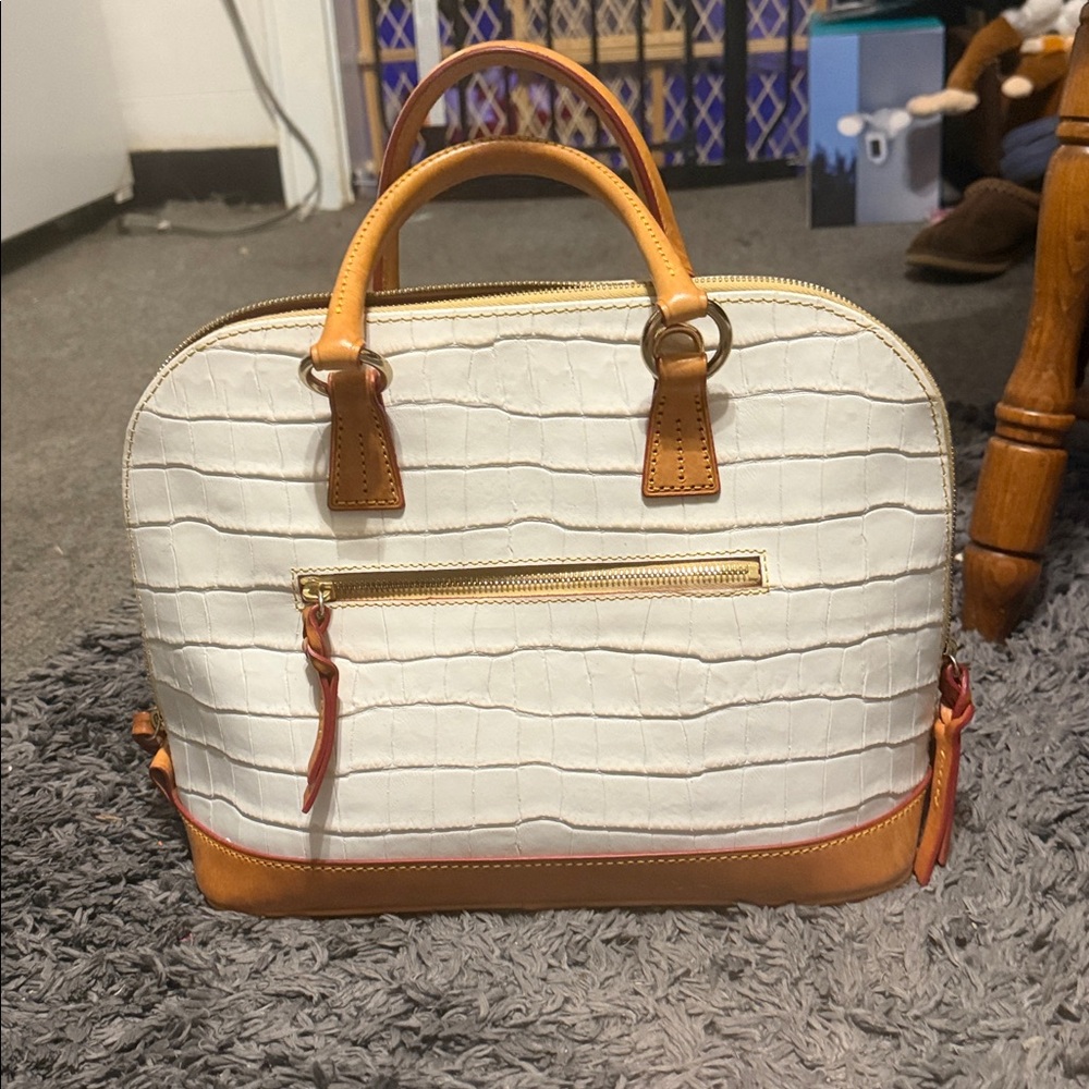 Dooney & Bourke Croc Embossed Satchel with Dust bag - Picture 2 of 7